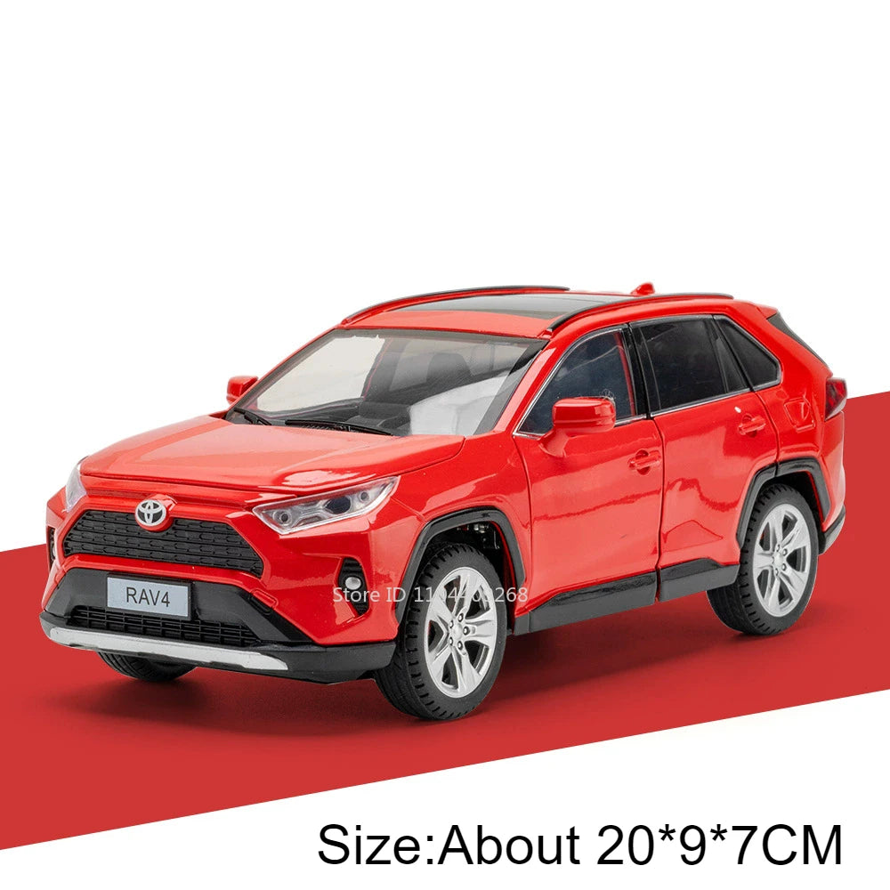 1:24 Scale RAV4 Camry Model Car Toy Metal Diecast Simulation Collection Sound & Light Vehicles Models Hobby Ornaments Gifts