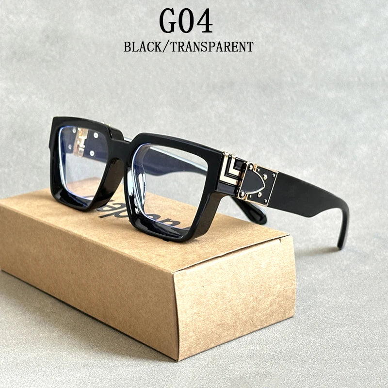 Retro Millionaire Square Sunglasses With UV400 Protection