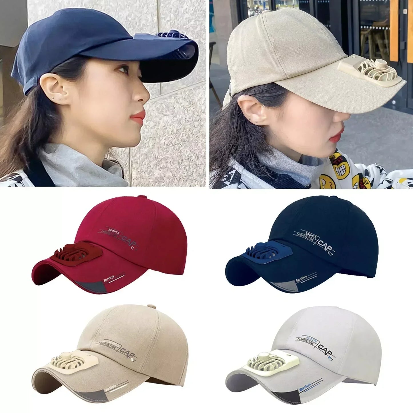 Solar Fan Sun Hat With Dual Fans And USB Charging