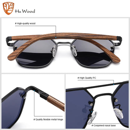 Metal Wooden Sunglasses Black Sunglass Polarized Driving