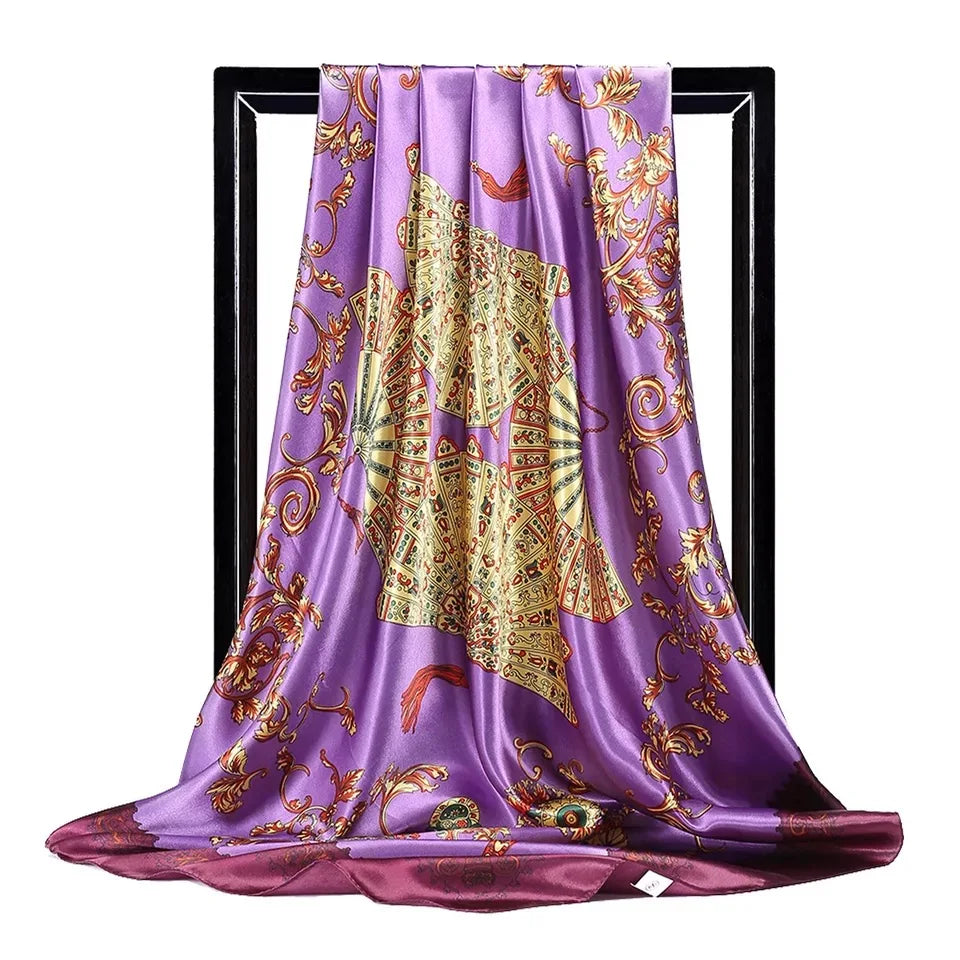 Scarves For Women Print Silk Satin Head Scarf Female Luxury Brand Square Shawl Large Hijab Scarfs