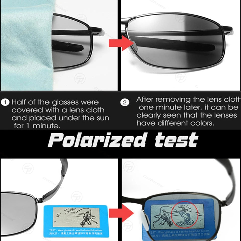 Classic Square Photochromic Polarized Sunglasses UV400 Anti-Glare Driving Glasses for Men Women
