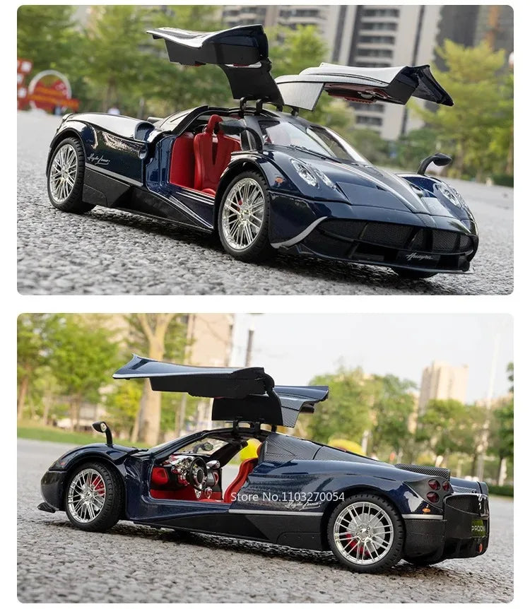 1:18 918 Spyder Martini Pagani Huayra Diecast Alloy Model Toys Car Doors Opened with Sound Light Miniature Vehice Adult Boy Gift