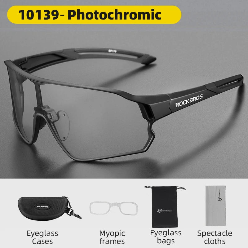 Photochromic Bicycle Glasses UV400 Goggle Large Frame Men Women Sports Bike Eyewear Sungless Adjustable Cycling Glasses