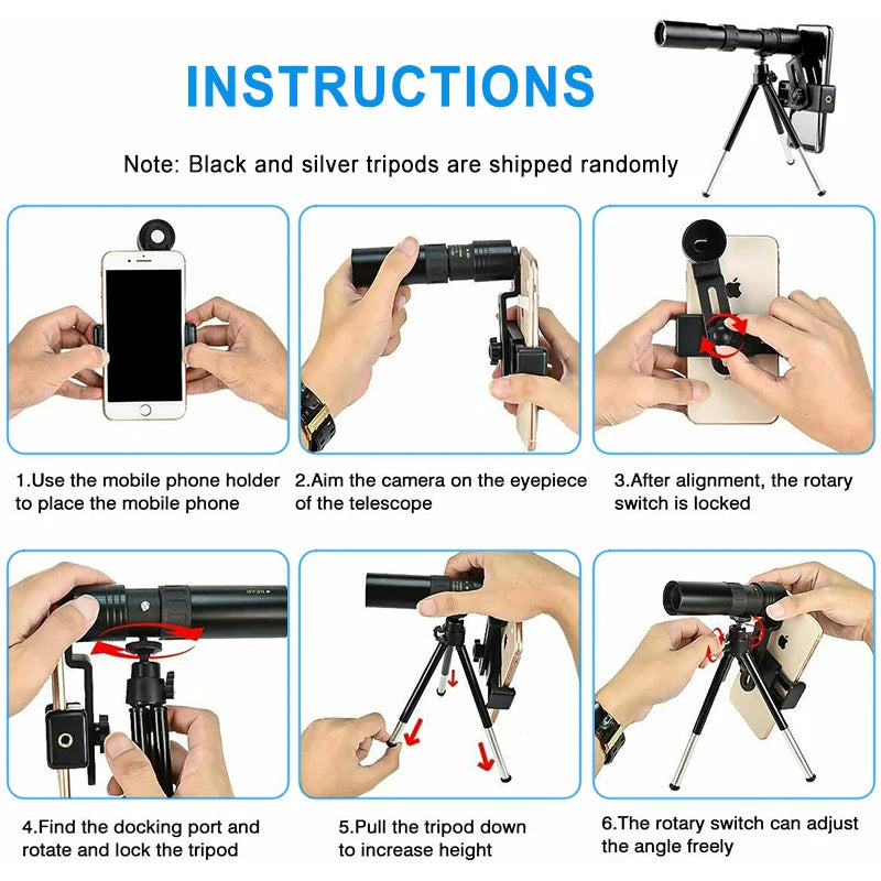 10-300x40 Zoom Telescope HD 4K Portable Strong Binoculars Long Range Professional Monocular BAK4-Prisms For Hunting Camping