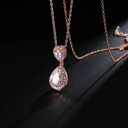 Trendy Water Drop Cubic Zircon Pendants Necklaces