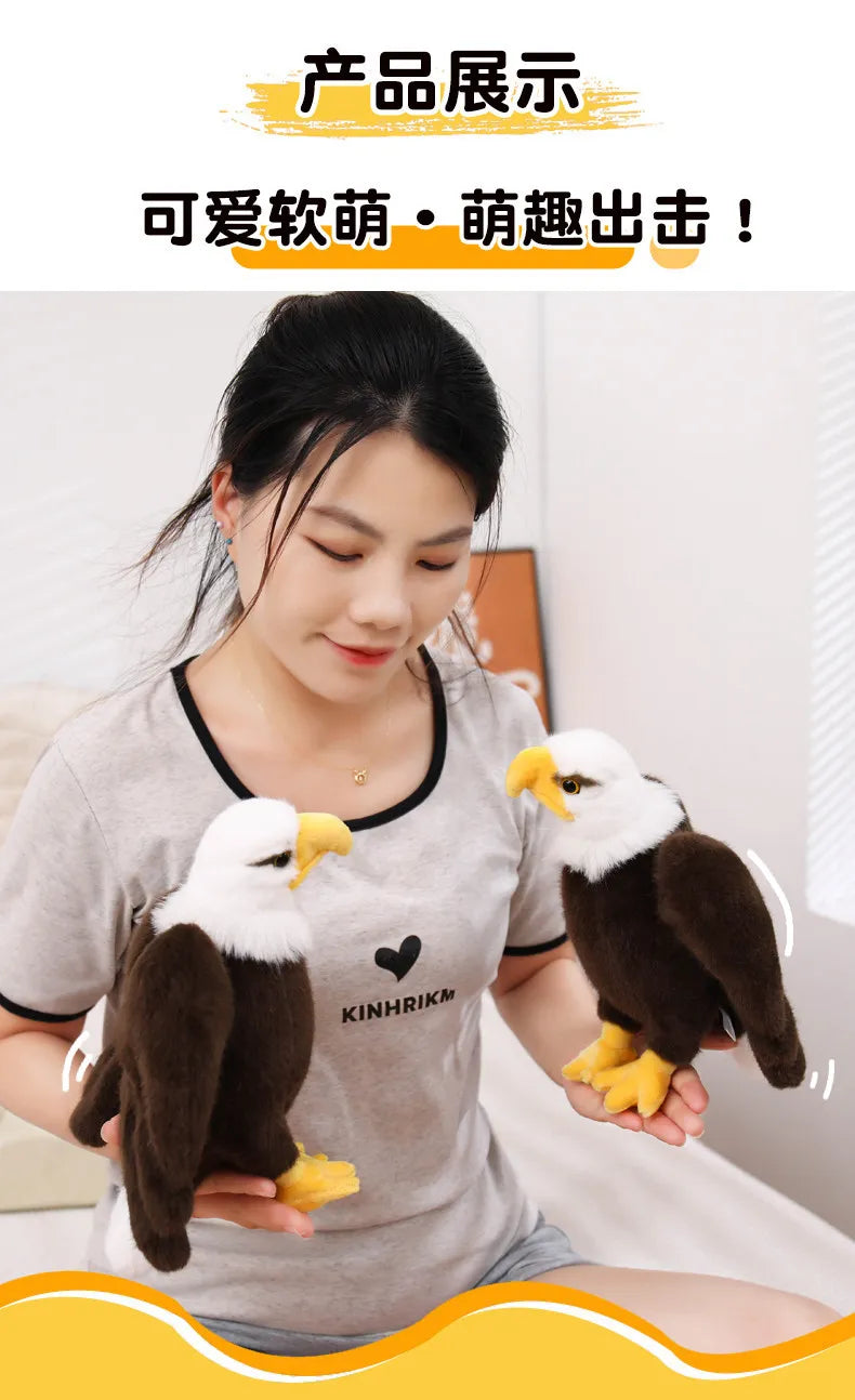 White Headed Eagle Plush Stuffed Animal Realistic Bird Model