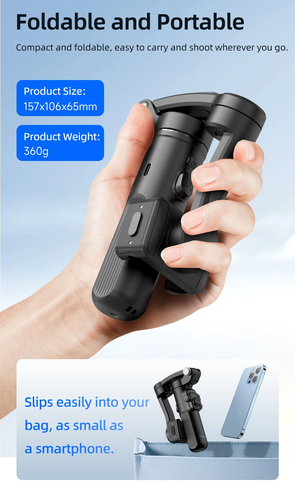 3-Axis Handheld Gimbal Stabilizer for Smartphone with Wireless Remote for iPhone Android Phone Face Tracking Tiktok Vlog