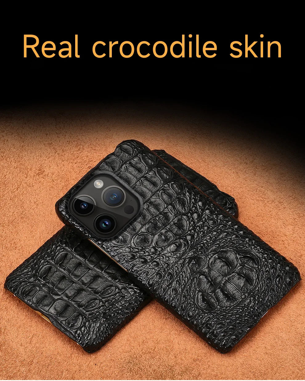 100% Genuine Crocodile Leather Phone Case For iPhone 16 15 14 Pro Max 15Pro 16 Plus Luxury Shockproof Back Cover