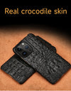 100% Genuine Crocodile Leather Phone Case For iPhone 16 15 14 Pro Max 15Pro 16 Plus Luxury Shockproof Back Cover