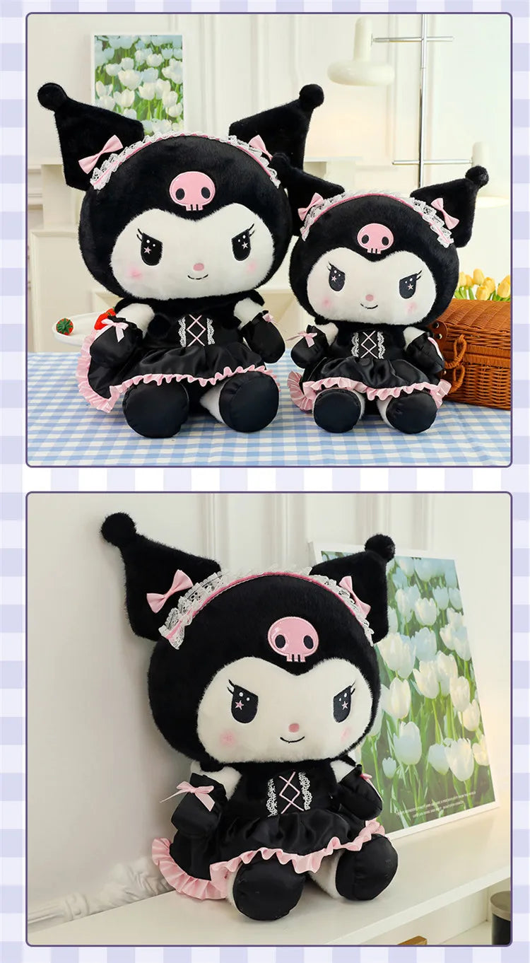 Hot Kawaii 60cm Dark Uniform Kuromi Plush Toy Cartoon Anime Sanrio Stuffed Doll Cute Kuromi Pillow for Kids Birthday Xmas Gift