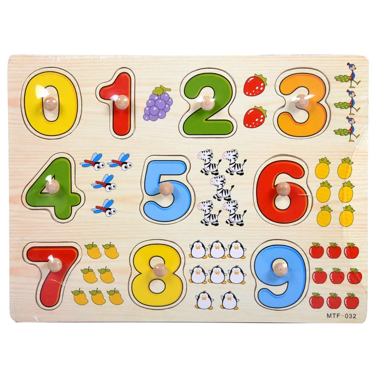Montessori Wooden Puzzles Hand Grab Boards Toys Tangram Jigsaw  Educational Toys Cartoon Vehicle Animals Fruits 3D Puzzles