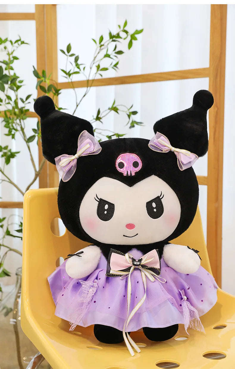 70cm Sanrio Kawaii Kuromi Plush Toy in Princess Tulle Skirt Melody Stuffed Doll Kids Birthday Xmas Gift Cute Pillow for Children