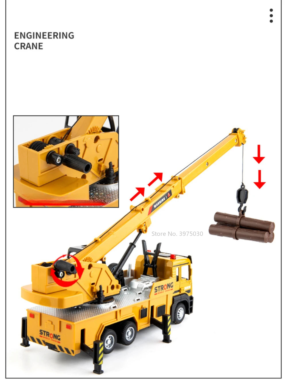 1/32 Crane Truck Alloy Car Model Diecast Metal Toy Simulation Engineering Vehicles with Sound and Light Model