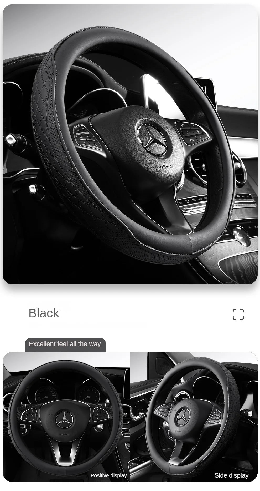 Perforated Nappa Leather Car Steering Wheel Cover 37CM 38CM