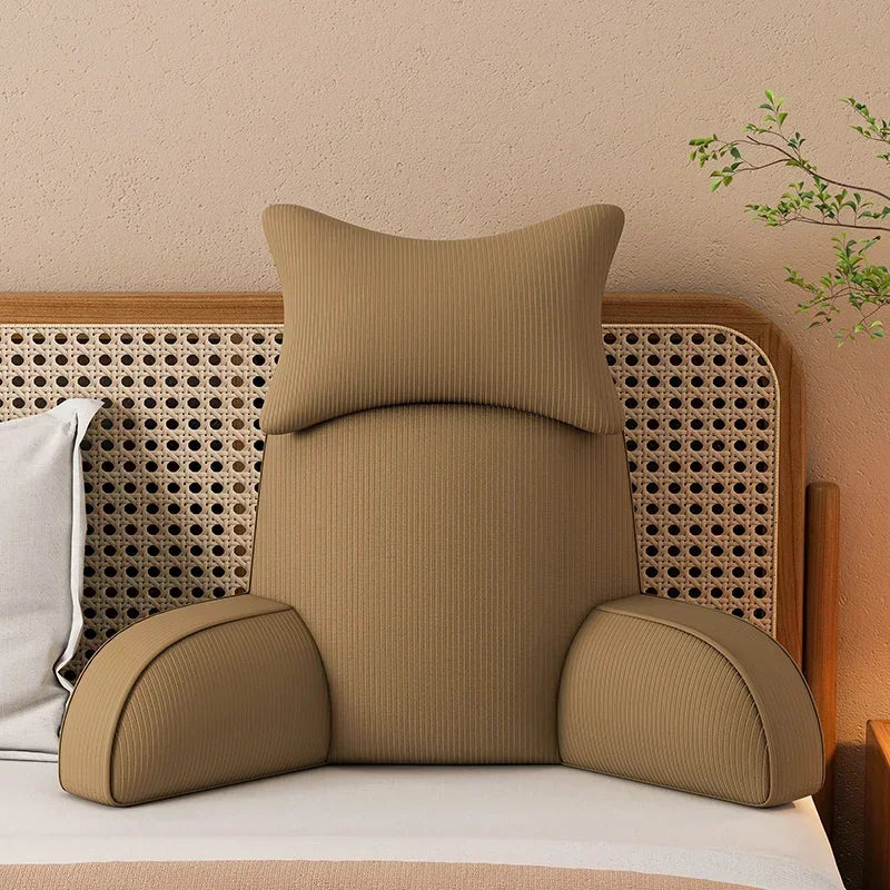 Reading Pillow Dark Grey Backrest with Arms Ultra-Comfy Removable Microplush Cover & Detachable Neck Roll