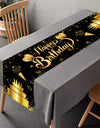Black Gold Birthday Table Runner 30 50 Birthday Tablecloth Balloon Party Decoration For Home Backdrop Wedding Adult Anniversary