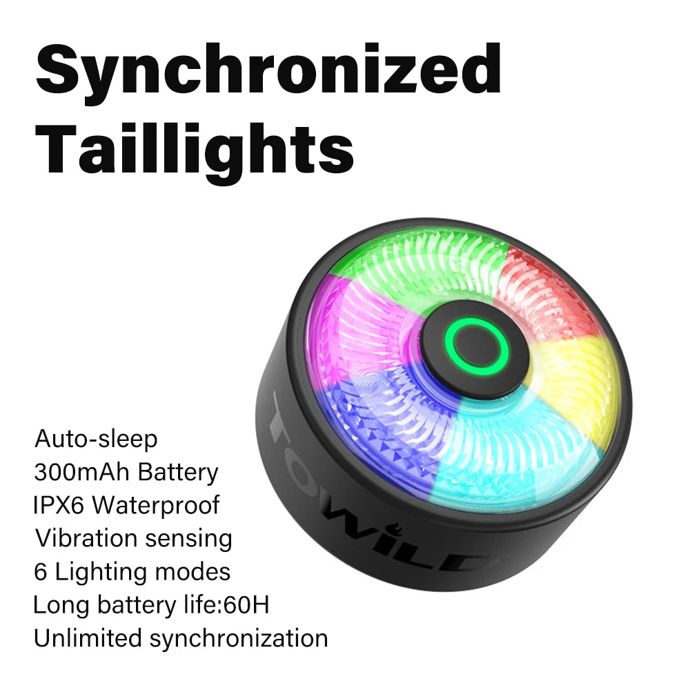 Team Sync Tail Light 50m Auto Brake Sensing Bicycle Rear Light LED Rechargeable IPX6 Waterproof Cycling Taillight