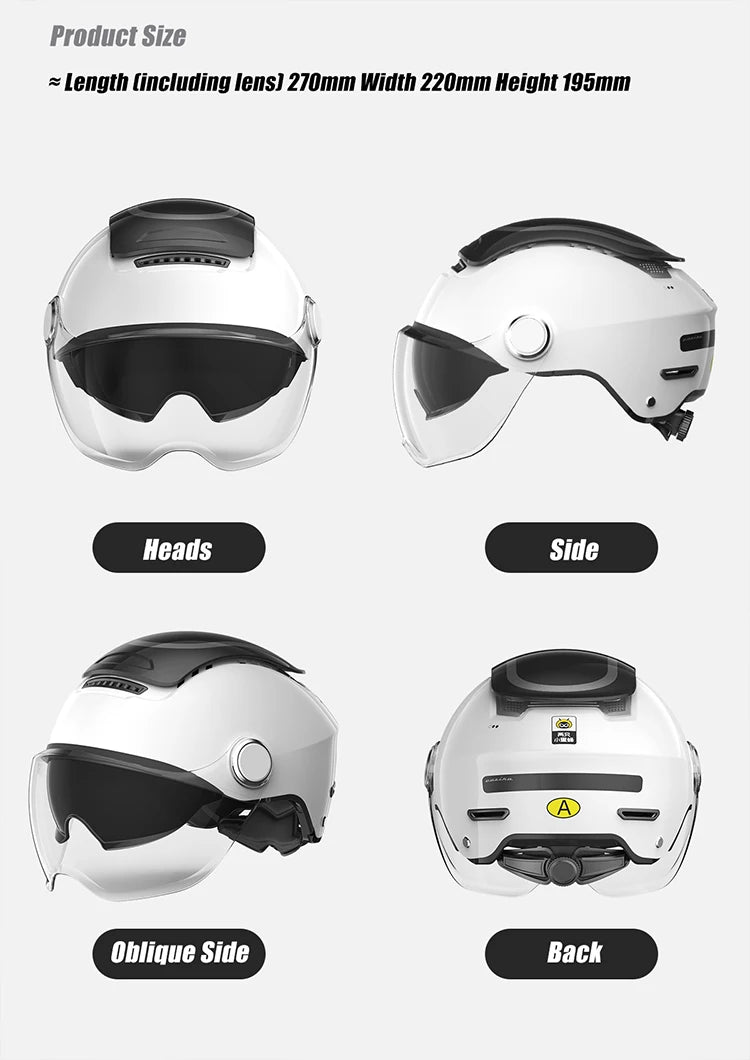 Open Face Electric Bike Helmet With Dual Visor