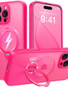 Luxury Magsafe Matte Phone Case For iPhone 16 Pro Max with Magnetic Rotatable Ring Stand Camera Lens Protection Shockproof Case