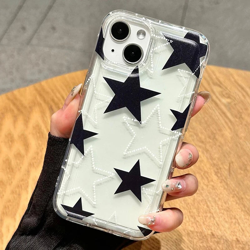 Colorful Star Clear Soft Phone Case For iPhone 17 14 15 16 Pro Max Air 16E Anti-Fall Protection Cover