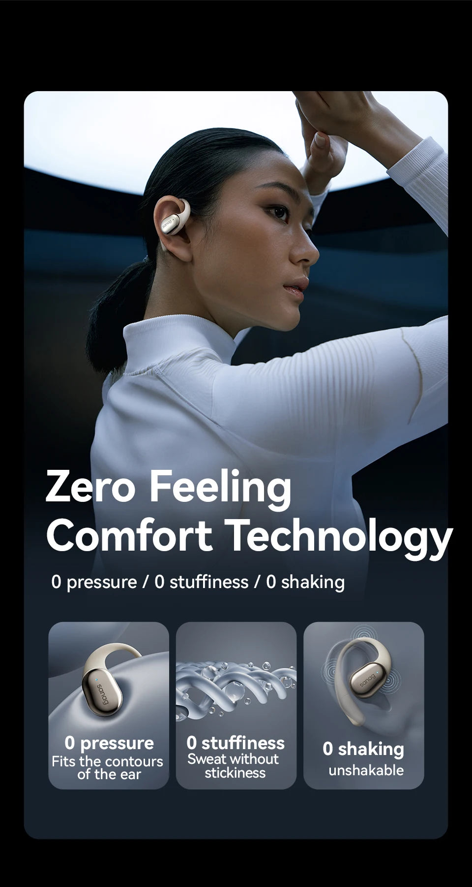 C16S Bluetooth 5.4 Wireless Headphones Open Ear OWS Earphones HiFi Sound Flash-sale Choice Headset TWS Earbuds