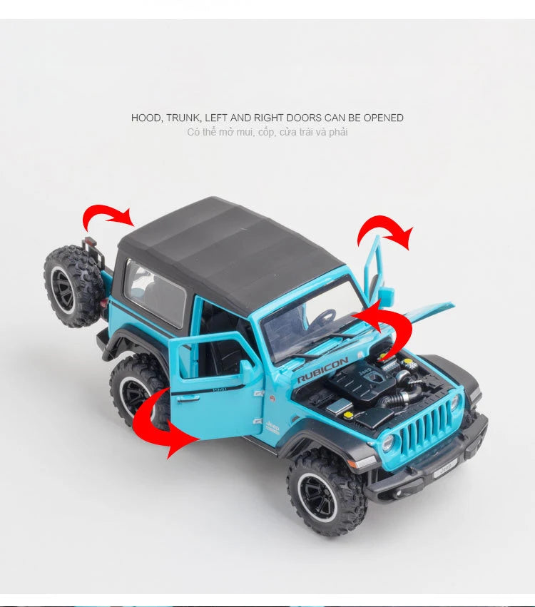 1:32 Jeep Wrangler Rubicon Alloy Off Road Diecast Model Hight Simulation Sound Light  Toy Collect Hobby Model Ornaments Gift