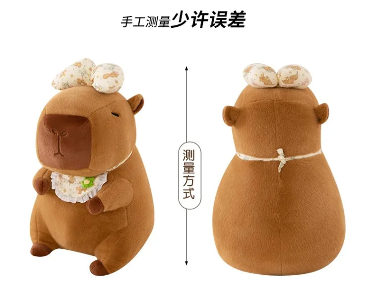 55cm Kawaii Capybara Plush Toy Cartoon with Bow Apron Stuffed Doll Large Cute Baby Gift Kids Birthday Xmas High Quality