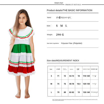 Carnival Campus Event Day of The Dead Costume Dress Mexican Ethnic Little Girl Dress