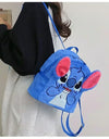 Disney Plush Backpack Ins Japanese Blue Stitch Funny Cartoon Large-Capacity Student Backpack Kindergarten Bag