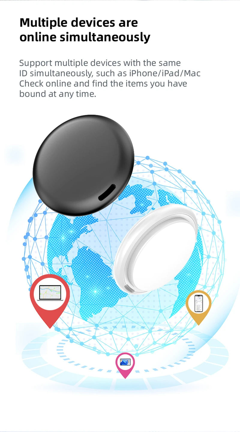 Mini Global Position Systm Tracker Apple Find My Compatible Slim Design Global Location Anti-Lost Device For  Luggage Long Battery Life