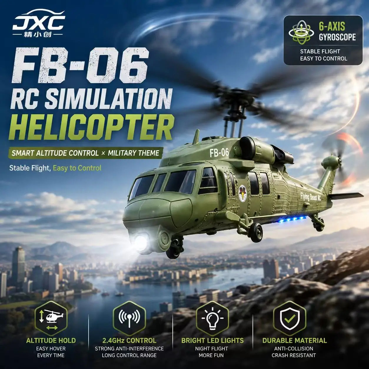 Remote Control Single Rotor Military Helicopter With Optical Flow Positioning
