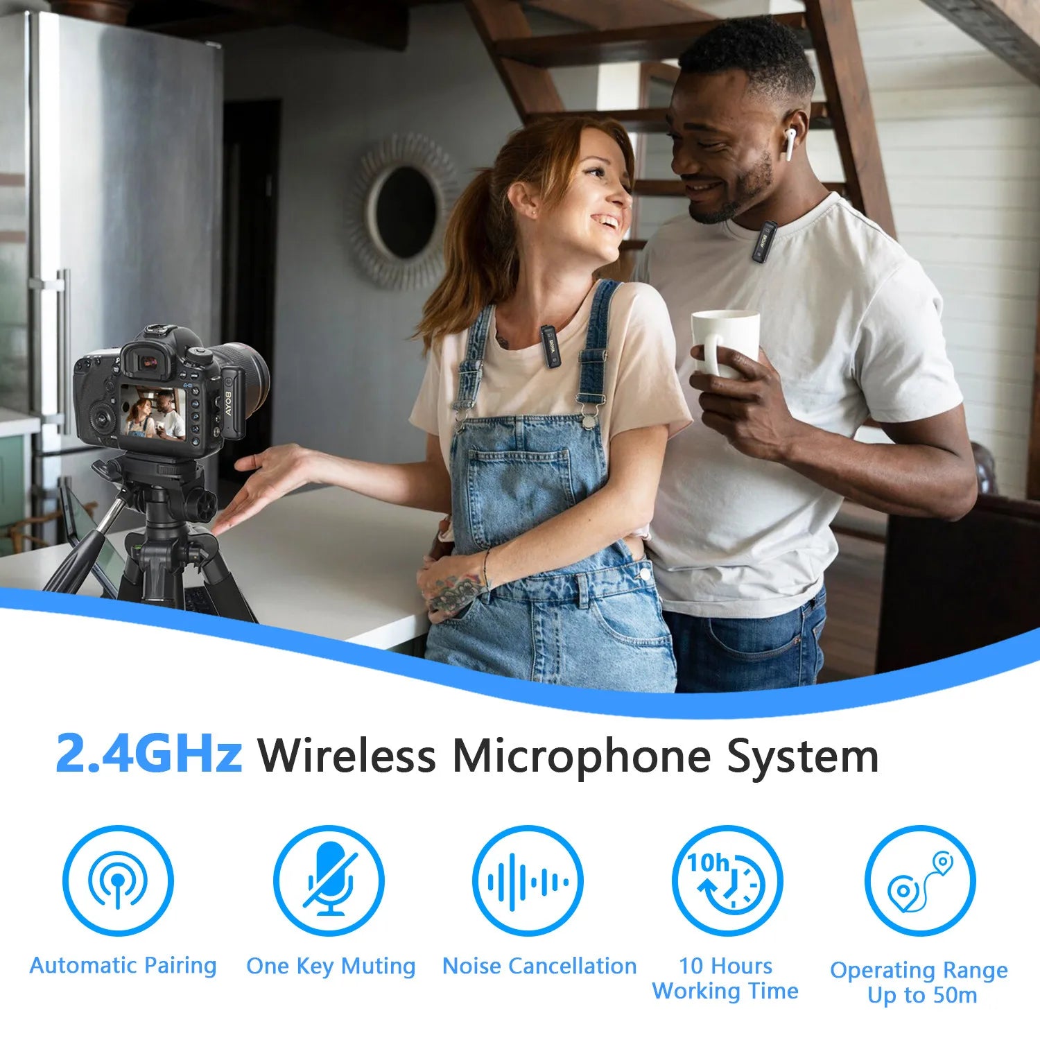 Wireless 3.5mm TRS Lavalier Lapel Noise Reduction Microphone for Canon, Nikon, Sony Cameras Vlogging Recording