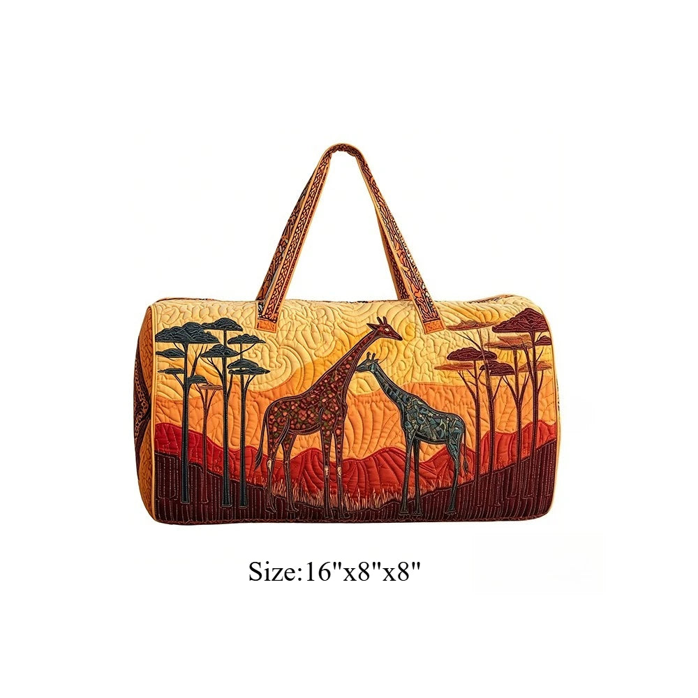 Travel Duffel Bag Quilted Weekender Bag 3D Giraffe Print Luggage African Animal Pattern Carry On Bag for Vacation Beach Camping