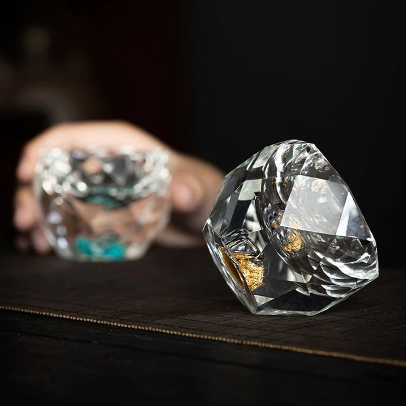 Diamond Cutting Crystal Liquor Glasses Set With Wine Dispenser Vodka Shot Glass Wine Glasses Whiskey Spirits Sake Brandy Teacup