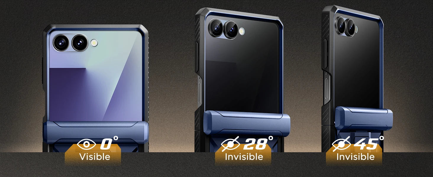 For Galaxy Z Flip 7 Case with Kickstand & 360° Rotatable Belt-Clip Built-in Privacy Screen Protector Hinge Protection Phone Case