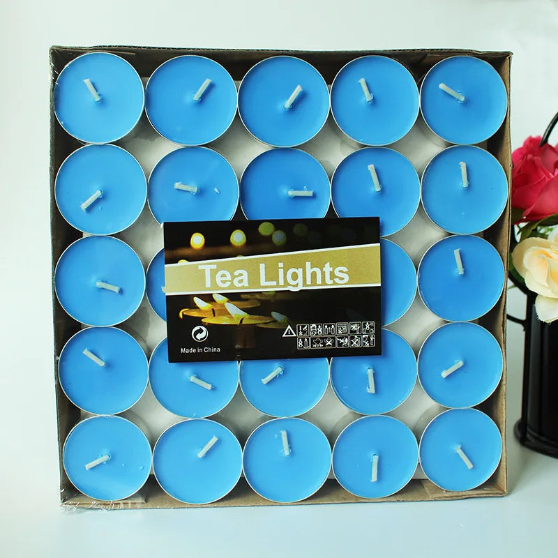50pcs Tea Lights Scented Candles Set Birthday Romantic Smokeless Atmosphere Anniversaries Wedding Decor Tea Candle Light Tea Wax