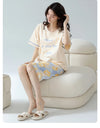 2-Pcs Women’s Cotton Pajama Set – Breathable Short Sleeve Summer Sleepwear with Cute Prints
