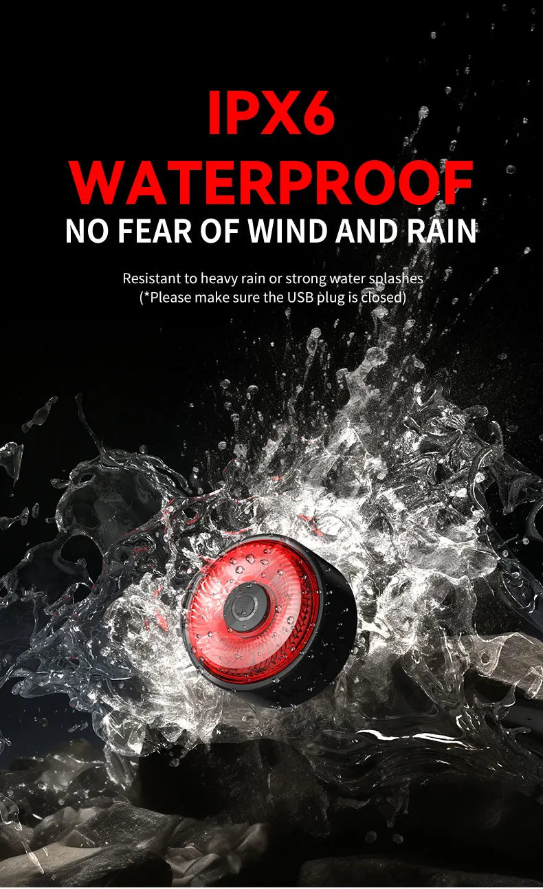 Bicycle Smart Auto Brake Sensing Light Type C Charging LED Cycling Taillight Bike Rear Light Warn Bicycle Taillight