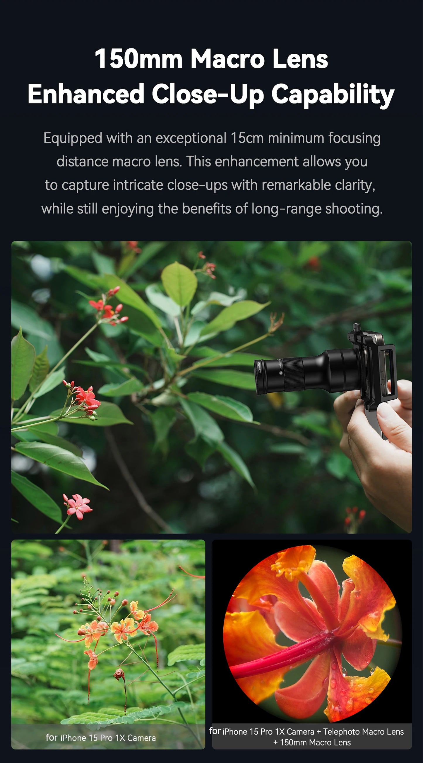 6X Telephoto Macro Smartphone Lens with Universal Phone Mount
