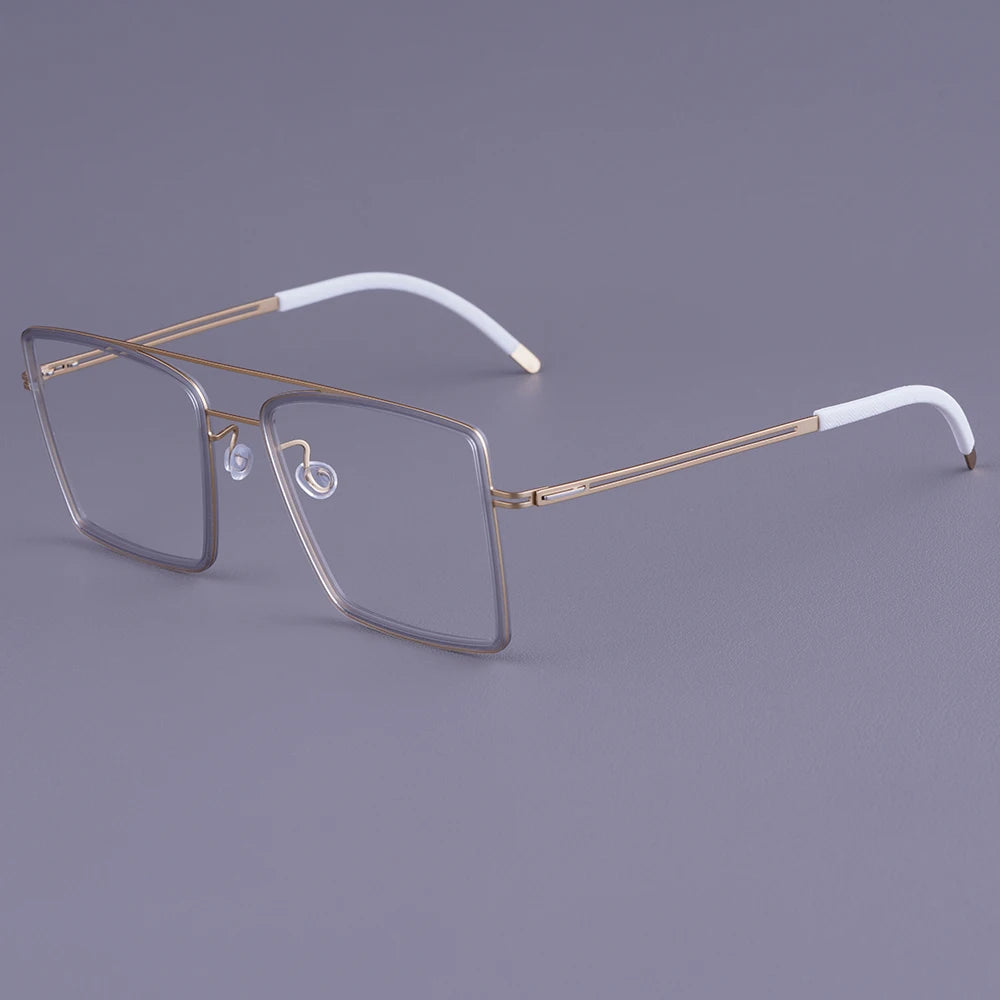 Oversized Double Bridge Titanium Acetate Eyeglasses Frame