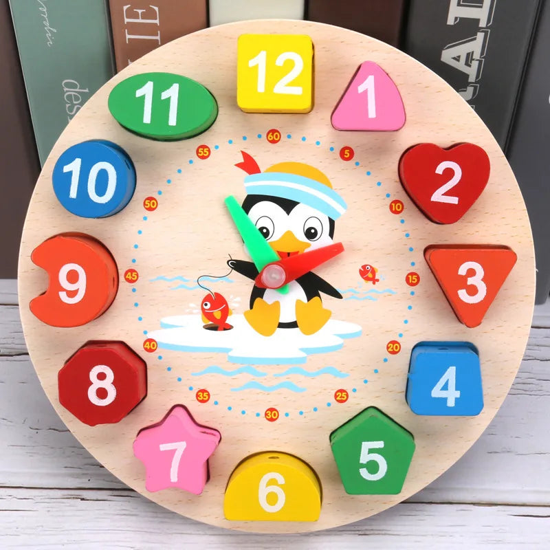 Montessori Cartoon Animal Educational Wooden тетрис Classic Toy Beaded Geometry Digital Clock Puzzles Gadgets Matching Children