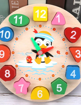 Montessori Cartoon Animal Educational Wooden тетрис Classic Toy Beaded Geometry Digital Clock Puzzles Gadgets Matching Children