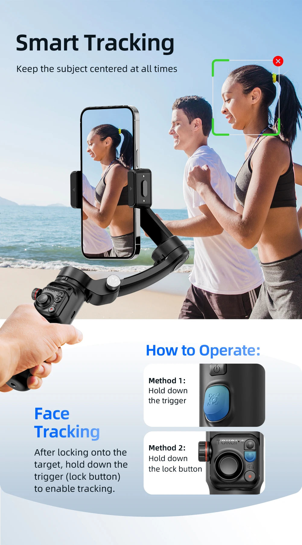 3-Axis Handheld Gimbal Stabilizer for Smartphone with Wireless Remote for iPhone Android Phone Face Tracking Tiktok Vlog