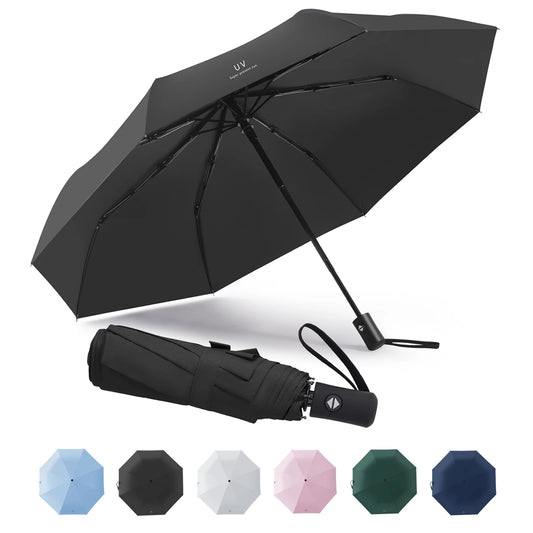Compact Portable Folding Umbrella UV Protection Strong Wind Resistant Travel Rain Umbrella for Men and Women