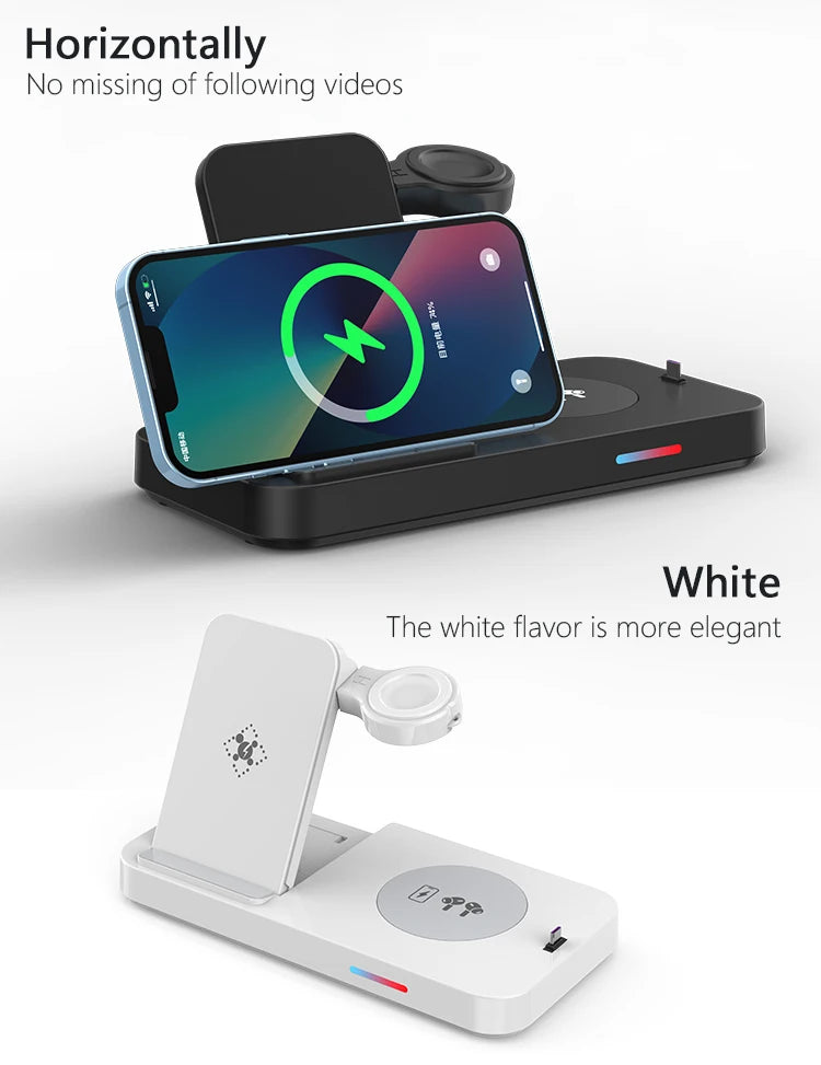 3 in 1Wireless Charger Stand Fast Charging Dock Station Type C For Watch Huawei iPhone 15 14 13 12 Pro Max Earbuds