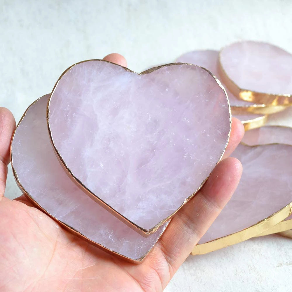 Home Creative Crystal Coaster Handmade Macrame Cup Cushion Natural Rose Quartz Non-slip Coffee Cup Round Mat Cook Accessories