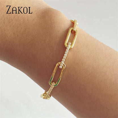 INS Trendy Gold Color Chain Shape Cuff Bangles