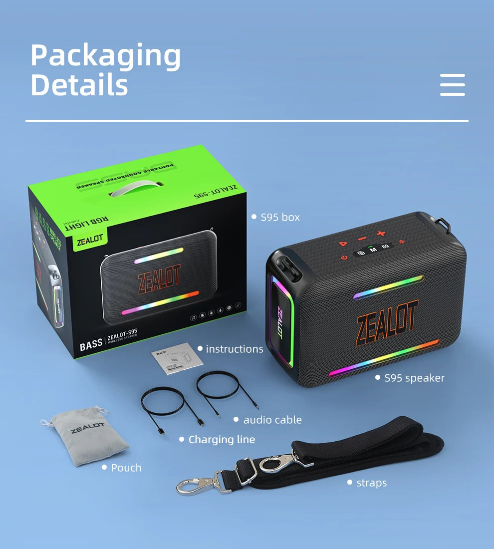 120W RGB Portable Bluetooth Speakers, Massive Bass Party Boombox IPX6 Waterproof Speaker Large, Loud Outdoor Speaker