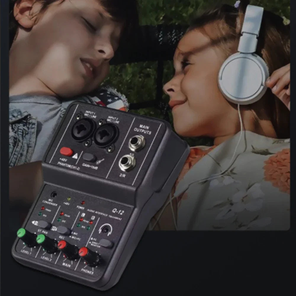 2 Channel USB Audio Interface Mixer With 48V Phantom Power For Recording Studio